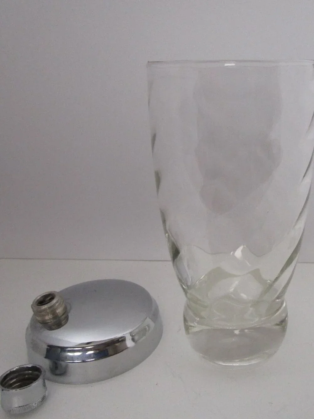 vintage optic swirl glass cocktail shaker